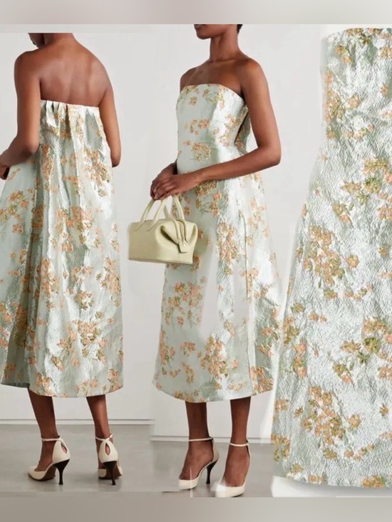 STAUD Dresses & Skirts - STAUD Kennedy Strapless Brocade Midi Dress size 8.